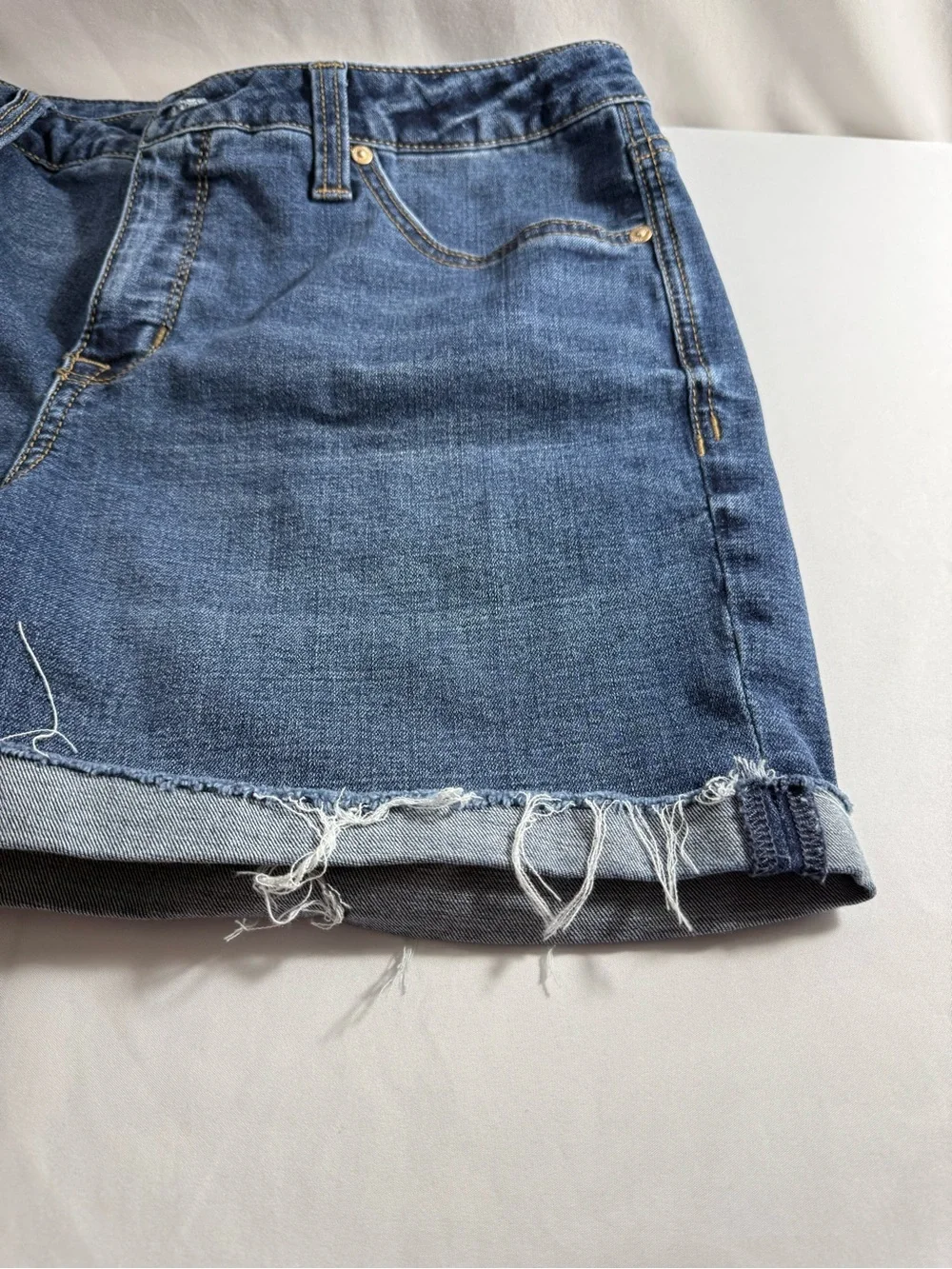 Seven7 Dark‎ Indigo Denim Shorts with Contrast Stitching